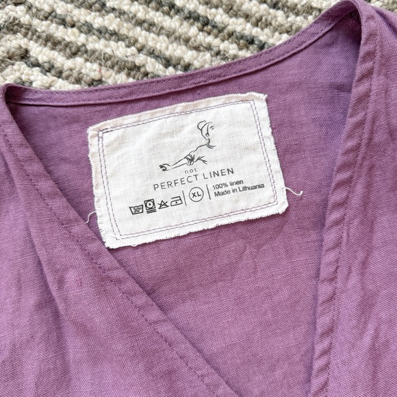 🏷️ SOLD • NOTPERFECTLINEN • Madrid Long Sleeve Linen Wrap Top in Dusty Lavender - Picture 5 of 13